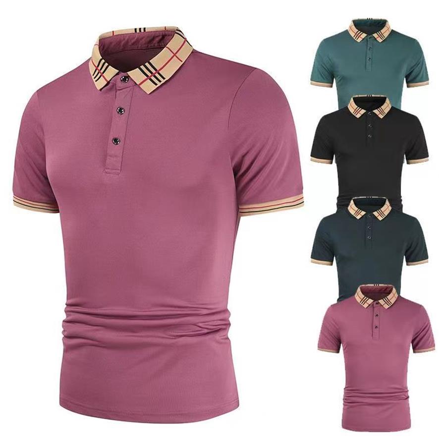2023Men's Tee Polos black & White color Classic print fashion 100% cotton Casual .M-3XL