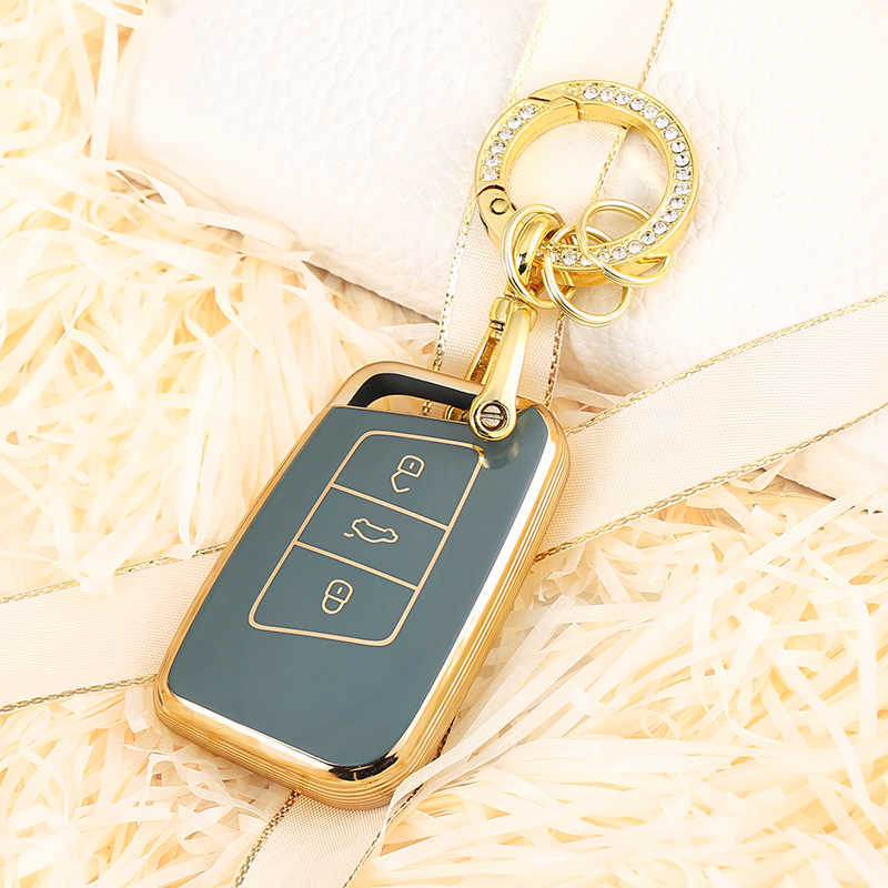 TPU Car Smart Key Fob Case Cover For VW PASSAT B8 Arteon Atlas New Jetta Skoda Kodiaq Superb A7 Auto Accessories Chain 0109