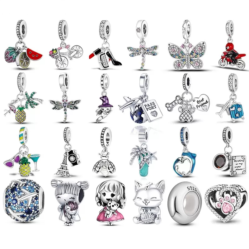 925 Sterling Silver Dangle Charm HAPOUR Silver Plating Travel Beads Bead Fit Charms Bracelet DIY Jewelry Accessories