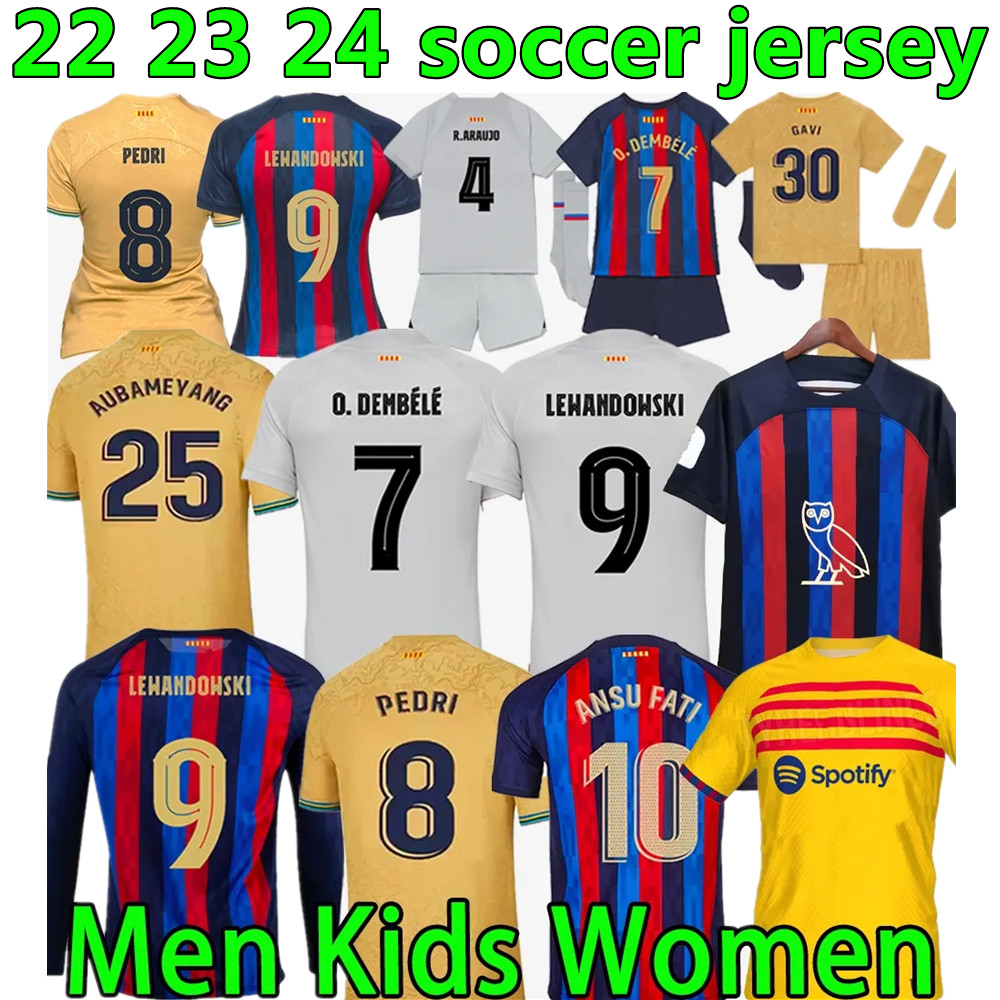 LEWANDOWSKI soccer jerseys barcelona LONG SLEEVE 22 23 24 MEMPHIS PEDRI RAPHINHA ANSU FATI 2022 2023 barca t shirts Owl KIDS KIT WOMEN MEN Camisetas de football boys
