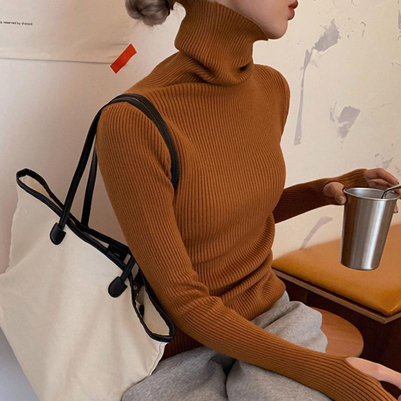 Womens Sweaters Cmaz Autumn And Winter Lazy Style Japanese-style Retro Soft Glutinous Turtleneck Sweater Design Sense Niche Gentle Pullo