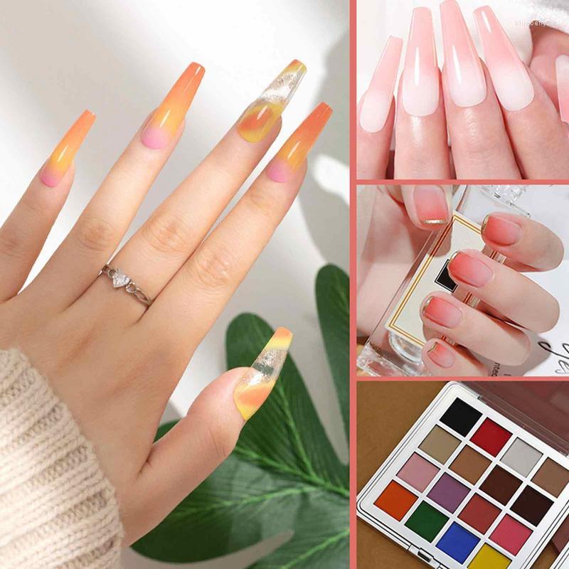Nail Art Kits Powder Dip Kit 16 Colors Gradient Glitter Mirror Effect Aurora Chrome