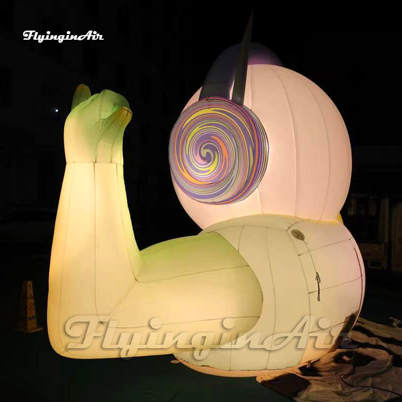 Giant Artistic Inflatable DJ Model LED Light Inside Air Blow Up Half Dummy Balloon With Headphone For Concert Stage Decoration