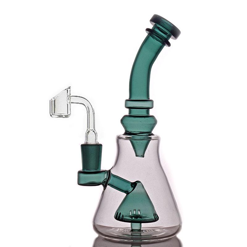 8 inch glass bong oil burer pipe thick glass oil recycler smoking water with 14mm quartz banger nail and oil bowl cheapest