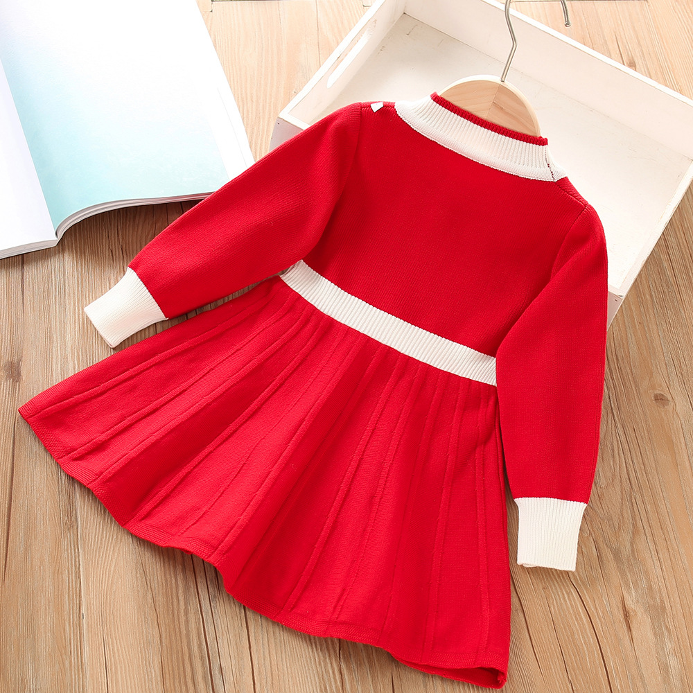 Child Girls Dress Long Sleeve Knitted Sweater Dress for Baby Girl Elegant Christmas Dress Kids Clothing