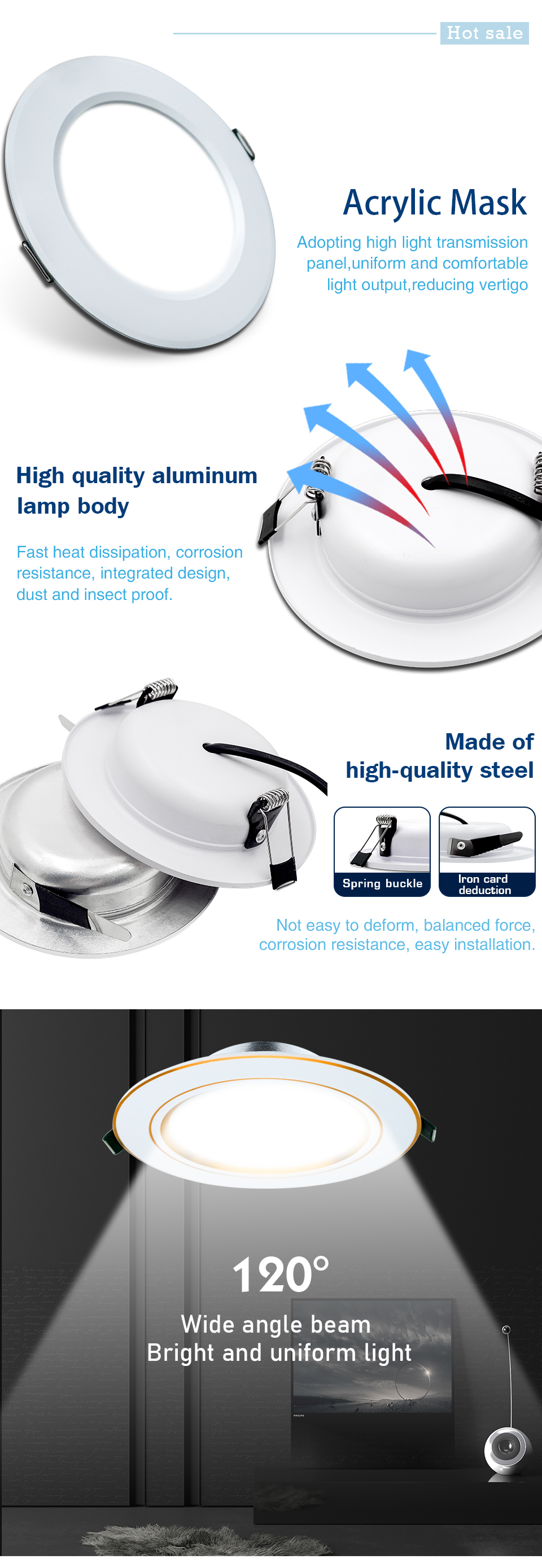 LED Downlights 220V 5W 7W 9W 12W 15W Recessed in LED Ceiling Downlight Light Lamp Indoor Lighting Warm White Cold White