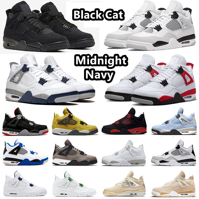 Jumpman Jorda 4 Black Cat Basketball Shoes Midnight Navy 4s Military Black Violet Ore University Blue White Oreo Red Cement Bred Sports, Item#15
Jumpman Jorda 4 Black Cat Basketball Shoes Midnight Navy 4s Military Black Violet Ore University Blue White Oreo Red Cement Bred Sports, Item#15
