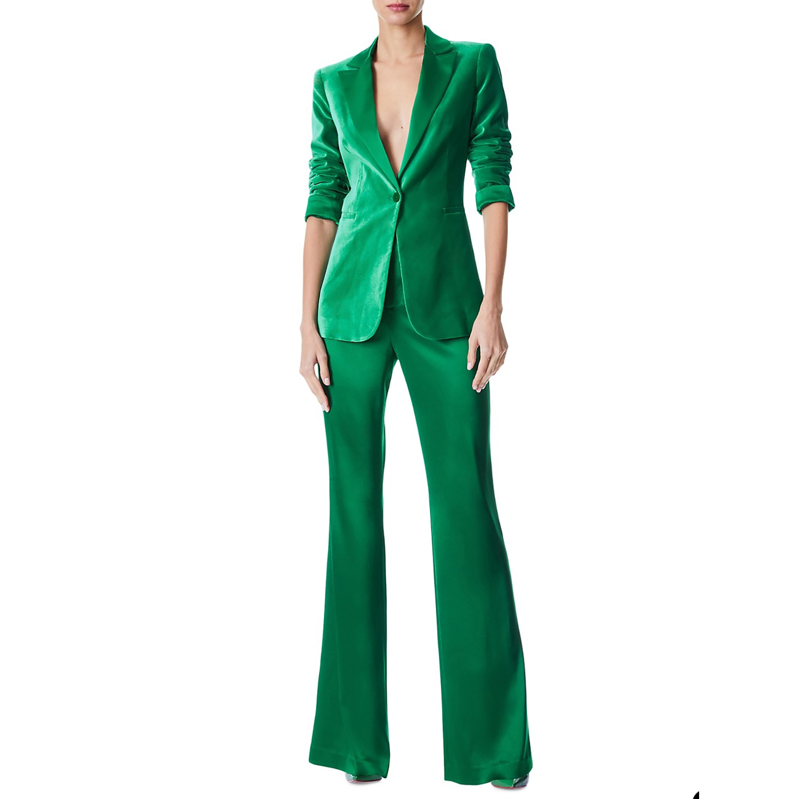 Spring Soft Velvet Green Women Pants Suits For Wedding Mother of the Bride Suit Evening Party Blazer Guest Wear 2 Pieces