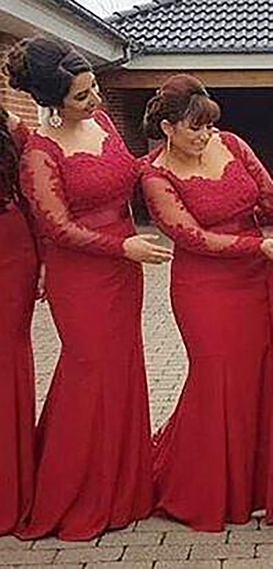New Red Bridesmaid Dresses Plus Size Maternity Off Shoulder Long Sleeves Prom gowns Pregnant Formal Dresses