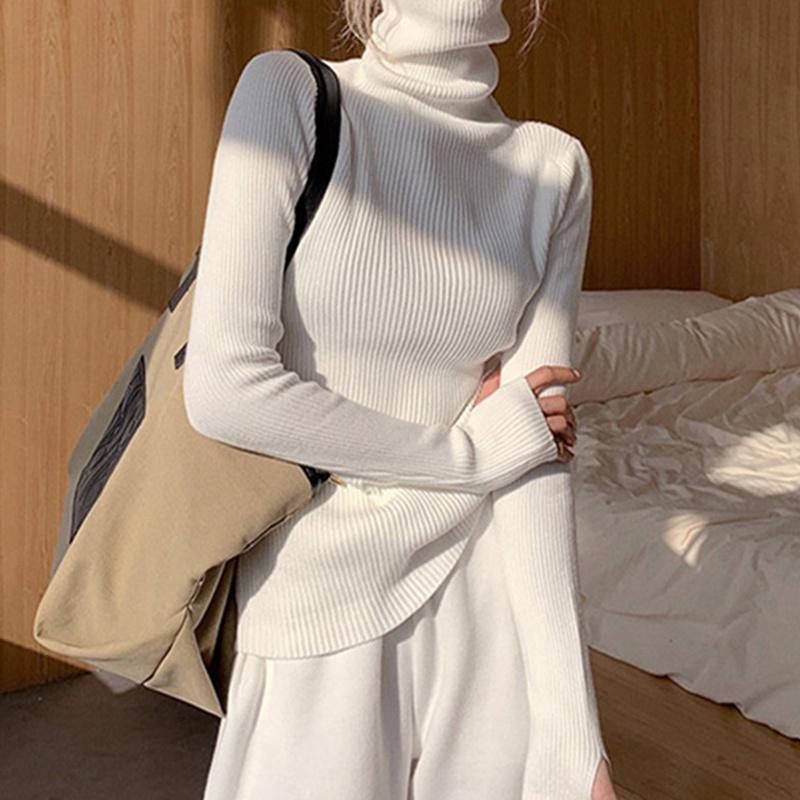 Womens Sweaters Cmaz Autumn And Winter Lazy Style Japanese-style Retro Soft Glutinous Turtleneck Sweater Design Sense Niche Gentle Pullo