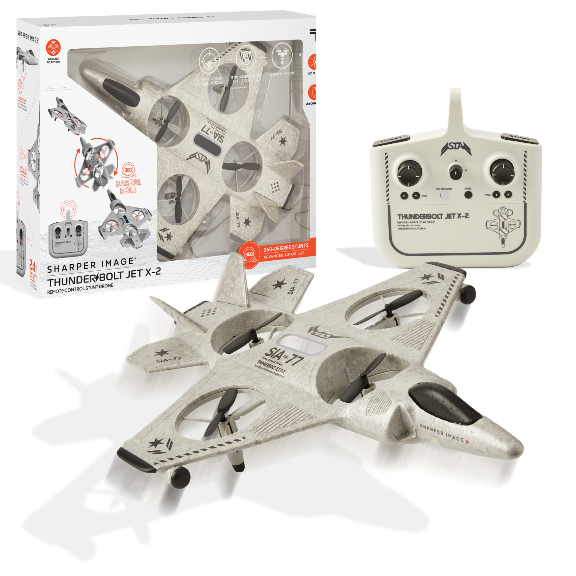 Sharper Image Toy RC Thunderbolt Jet X-2 Stunt Drone Lightweight Foam Design and 2.4GHz Long Range Wireless Control Electronics
Sharper Image Toy RC Thunderbolt Jet X-2 Stunt Drone Lightweight Foam Design and 2.4GHz Long Range Wireless Control Electronics
