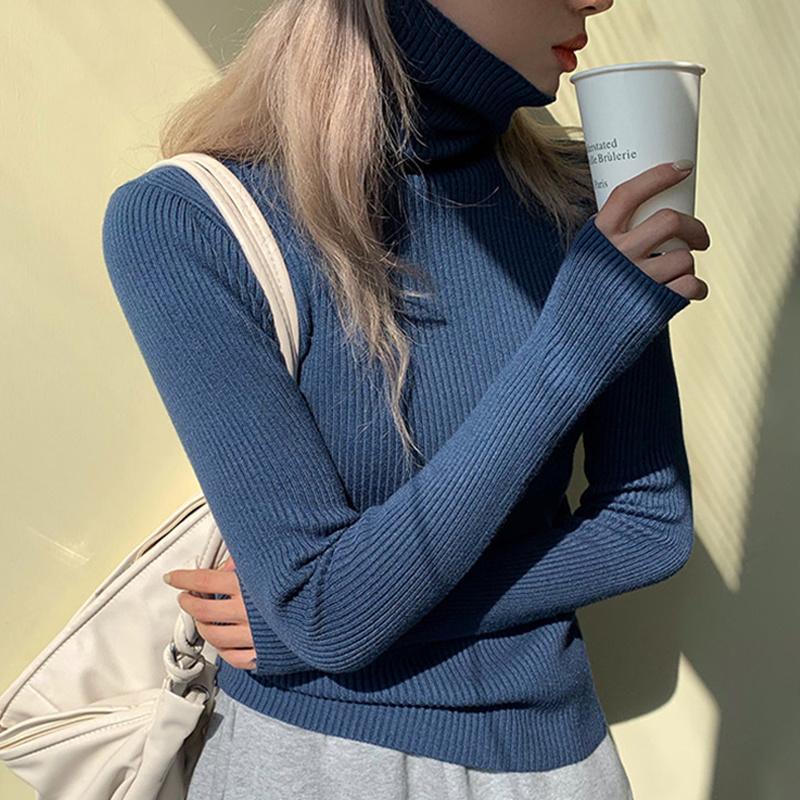 Womens Sweaters Cmaz Autumn And Winter Lazy Style Japanese-style Retro Soft Glutinous Turtleneck Sweater Design Sense Niche Gentle Pullo