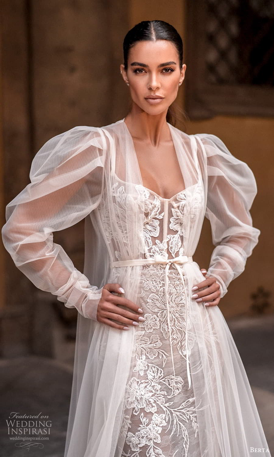 Gorgeous Lace Mermaid Wedding Dresses With Wrap Lace-Up Back Appliqued Bridal Gown Boho Country Sweep Train Vestido De Novia