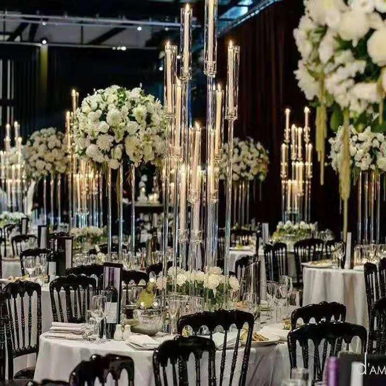 New style clear crystal candelabra centerpieces acrylic candle holder for wedding table 0117