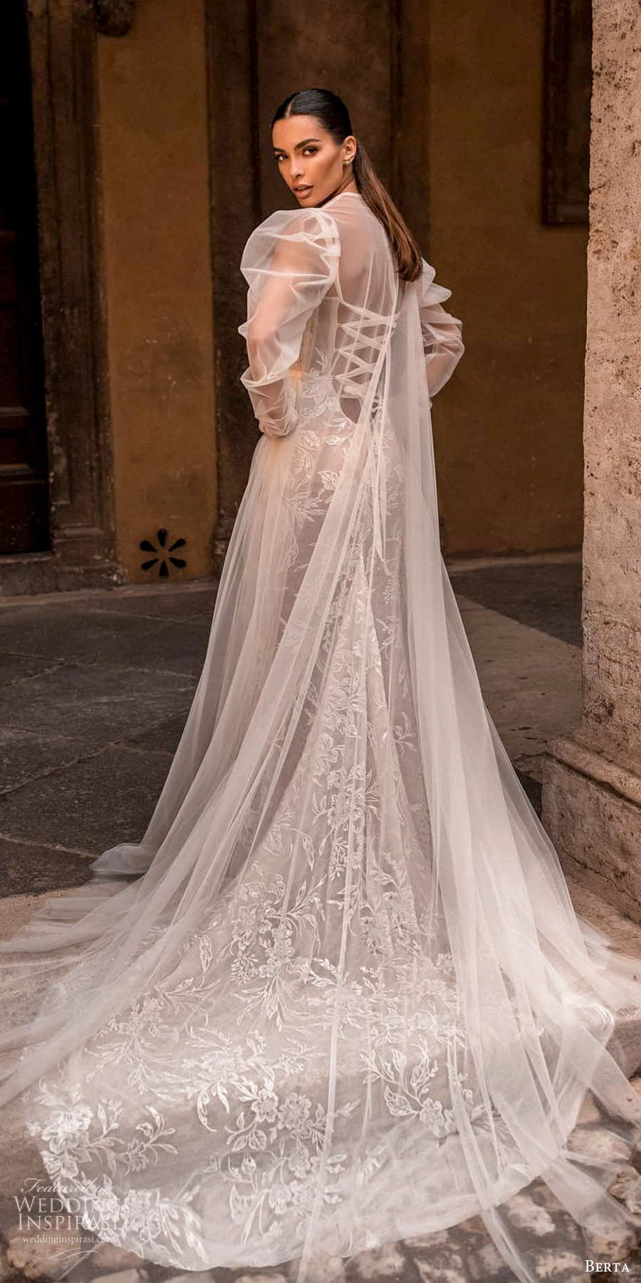 Gorgeous Lace Mermaid Wedding Dresses With Wrap Lace-Up Back Appliqued Bridal Gown Boho Country Sweep Train Vestido De Novia