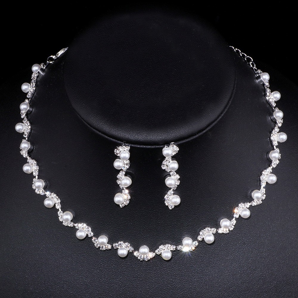 Pearls Crystal Bridal Jewelry Sets For Wedding Silver Sparkle Necklace Earrings Women Prom Party Accessories Engagement Birthday Valentine's Day Gifts CL1700
Pearls Crystal Bridal Jewelry Sets For Wedding Silver Sparkle Necklace Earrings Women Prom Party Accessories Engagement Birthday Valentine's Day Gifts CL1700