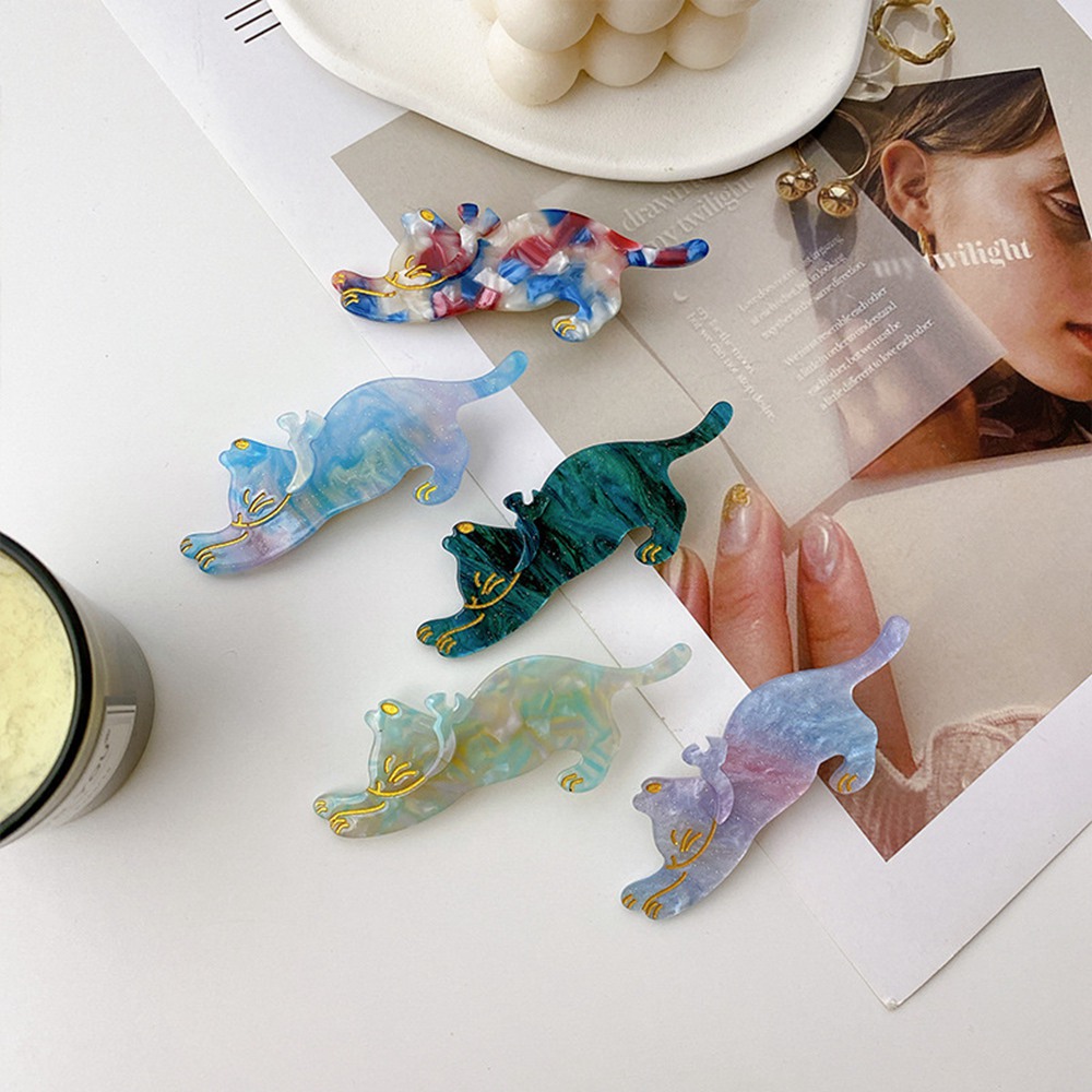 New Cute Cartoon Cat Hairpin Ribbon Acetate Fiber Hair Clips Bangs Duckbill Clip for Womans Girls Fashion Barrettes Hair Accessories 1373