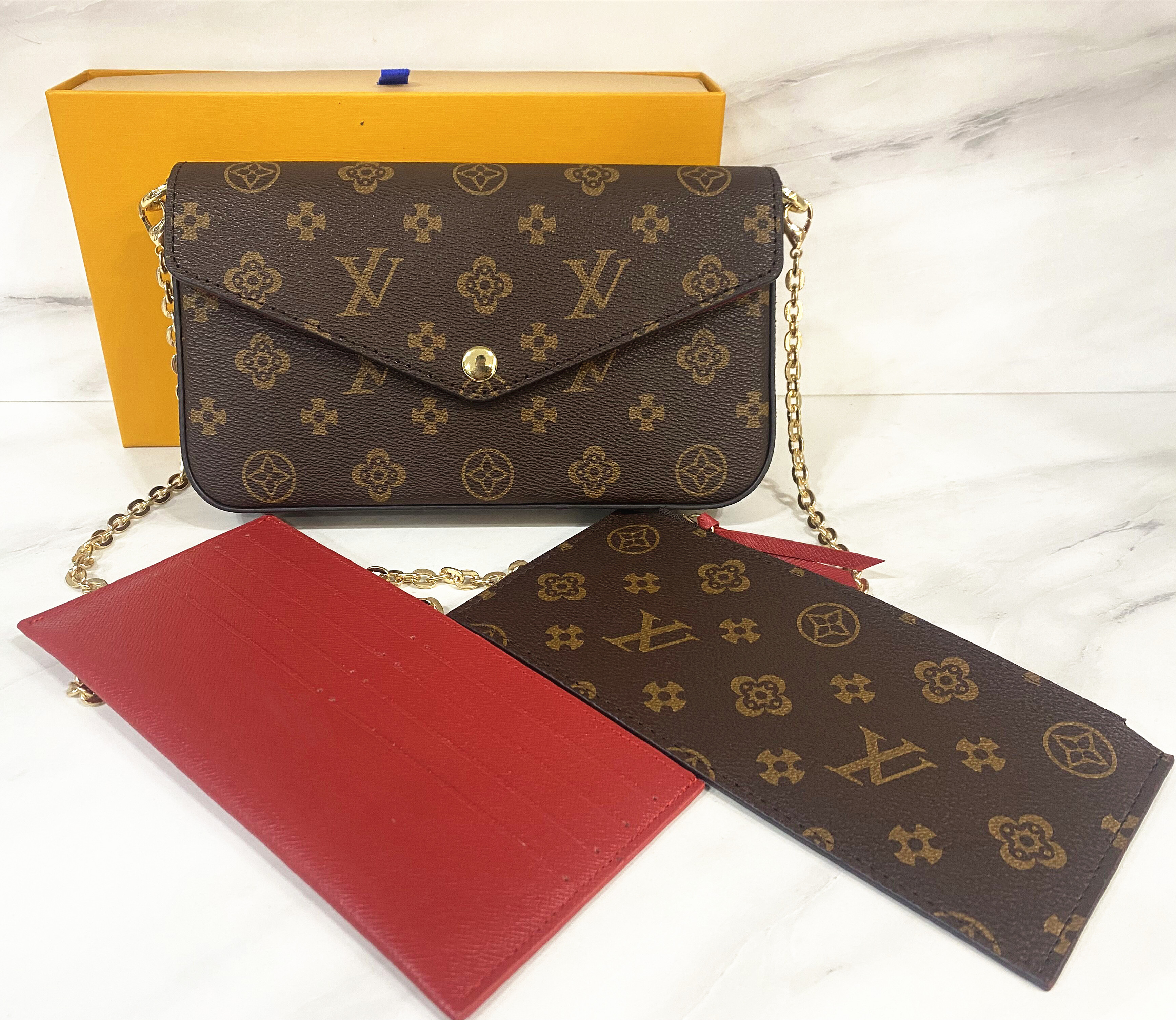 Top Quality Female 3 PCS set MULTI POCHETTE Bag Designer Handbags Women Chain Shoulder Bags Evening Messenger Handbag, Embossing black
Top Quality Female 3 PCS set MULTI POCHETTE Bag Designer Handbags Women Chain Shoulder Bags Evening Messenger Handbag, Embossing black