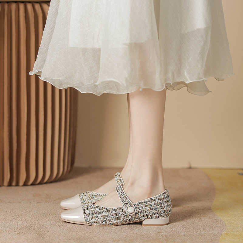Dress Shoes summer new small fragrance style thick heel shoes women's low heel French gentle ballet Mary Jane shoes, Black
Dress Shoes summer new small fragrance style thick heel shoes women's low heel French gentle ballet Mary Jane shoes, Black