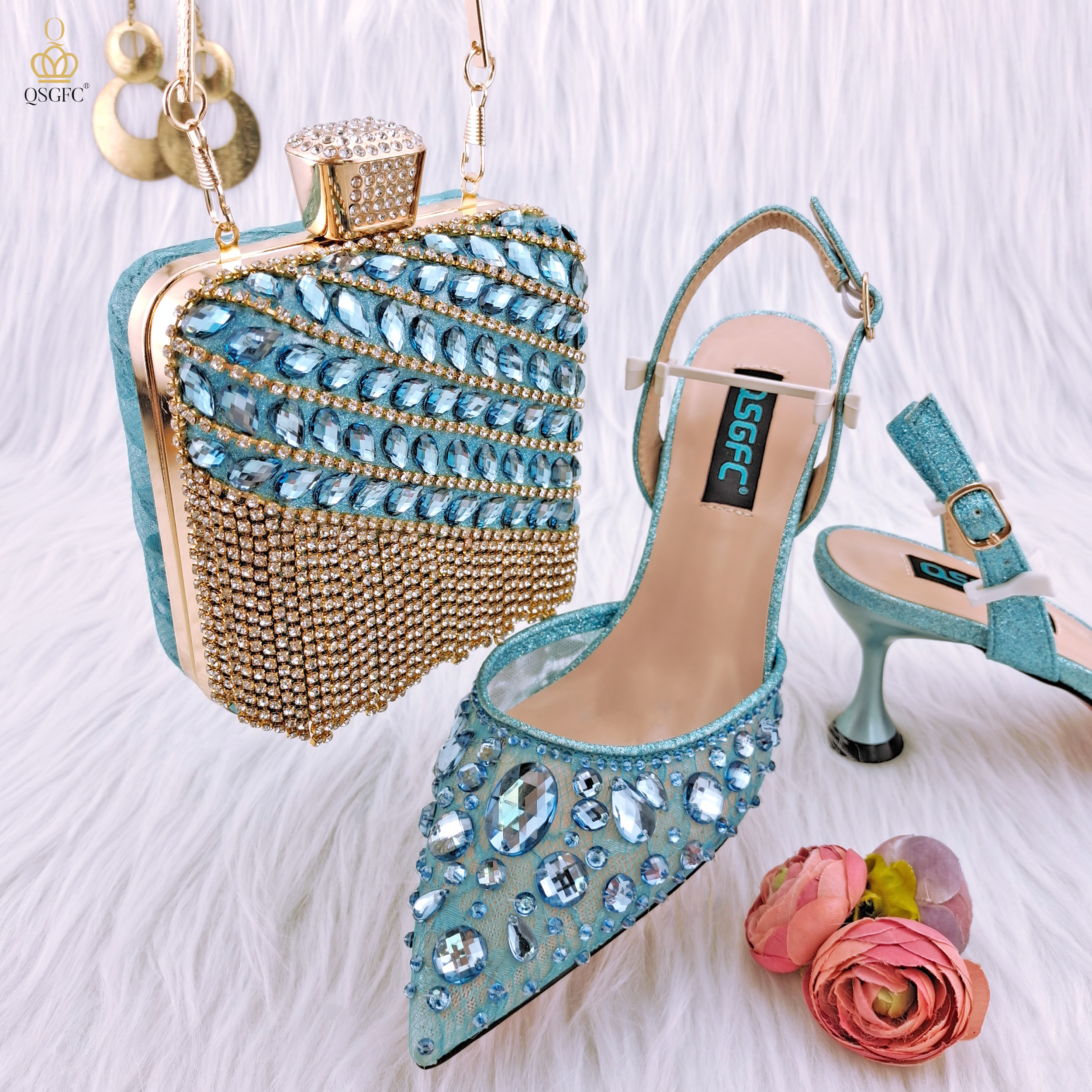 QSGFC 2023 Nigeria Fashion Lace Mini Bag And Mid-Heel Pointed Shoes Girly Party Shoes And Bag, Only shoes sky blue
QSGFC 2023 Nigeria Fashion Lace Mini Bag And Mid-Heel Pointed Shoes Girly Party Shoes And Bag, Only shoes sky blue