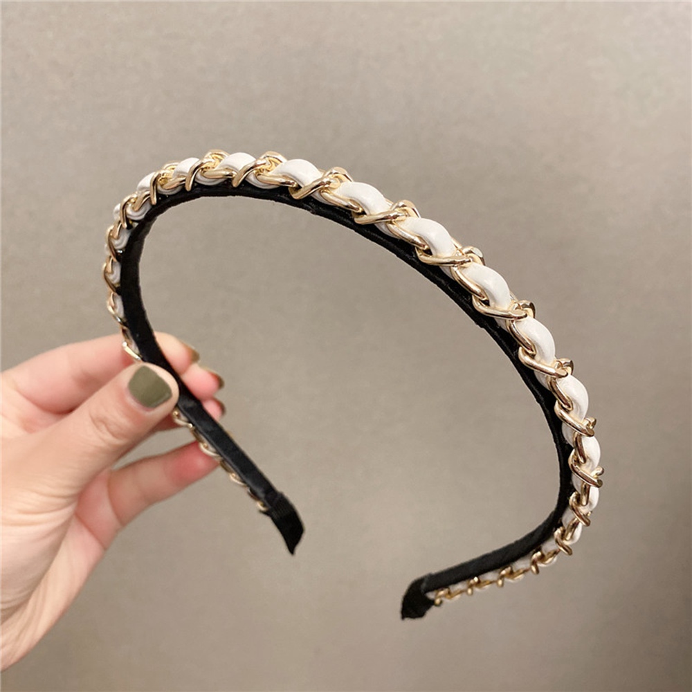 Fashion Women PU Metal Hair Bands Ribbon Headdress Headband Girls Hairband Hairs Hoop Female Hair Accessories Headwear 1389