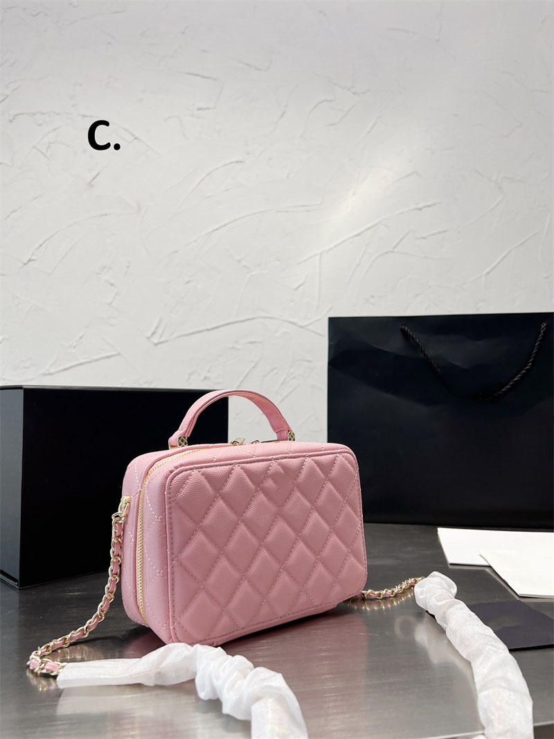 New Updated Cute Shoulder Bags Designer Leather Crossbody Purse Fashion Classic Box Make Up Case Bag Mini Luxury Lady Clutch Purses Pink Chain Coin Purse Trunk Wallet