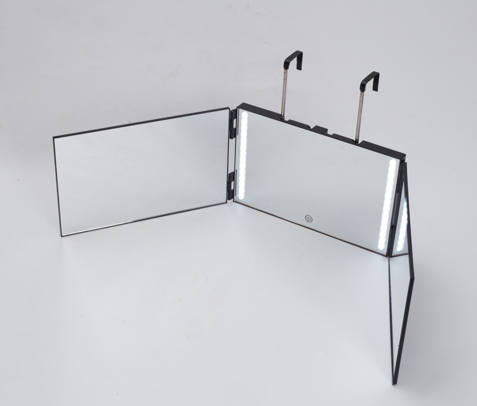 Other Health Beauty Items 3 Way Mirror for Self Hair Cutting 360° with LED Lights Trifold Haircut Rechargeable Height Adjustable 230114