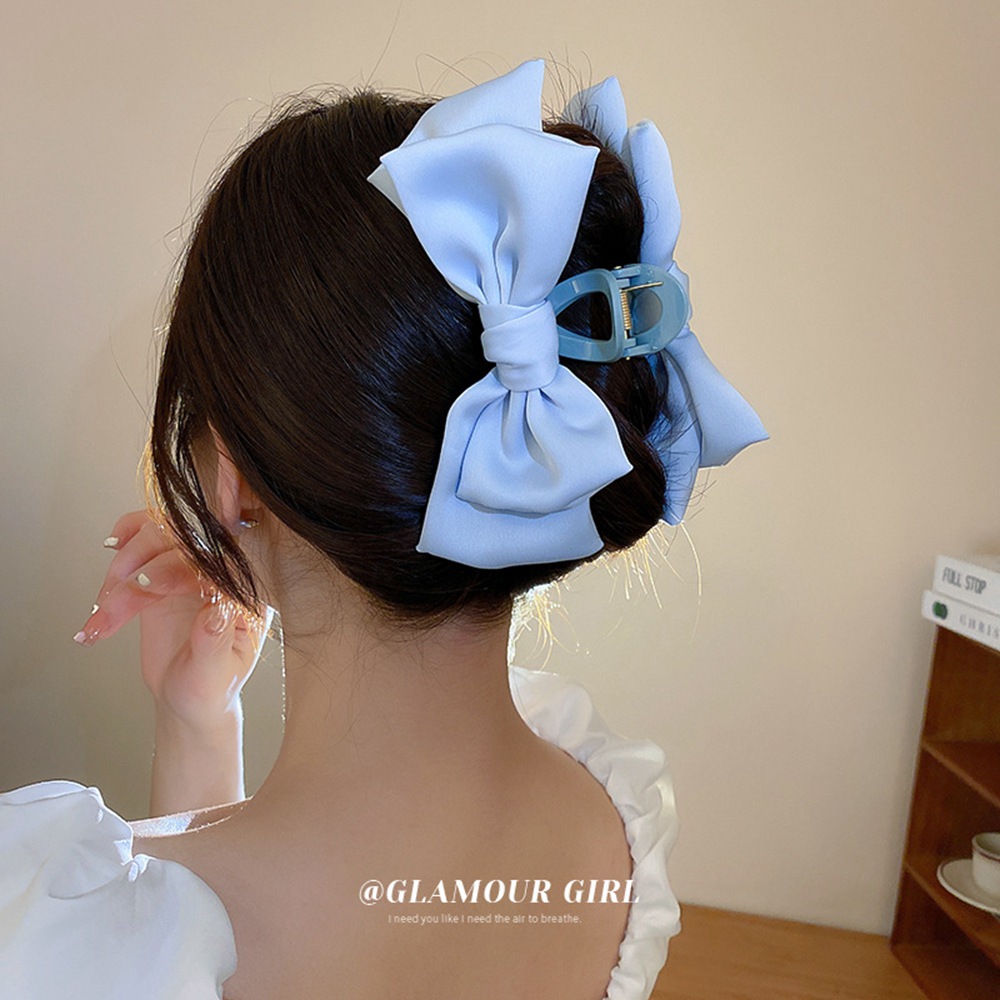 Elegant Lady White Pink Ribbon Bowknot Hair Claws Big Velvet Bow Hairs Clips Vintage Hair Accessories Korean Women Hairpins 1398