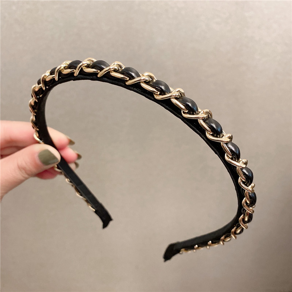 Fashion Women PU Metal Hair Bands Ribbon Headdress Headband Girls Hairband Hairs Hoop Female Hair Accessories Headwear 1389