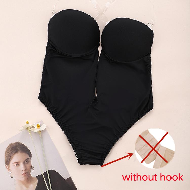Women's Shapers Bodysuit Shapewear Deep V-Neck Body Shaper Backless U Plunge Thong Waist Trainer Women Clear Strap Padded Push Up CorsetWome