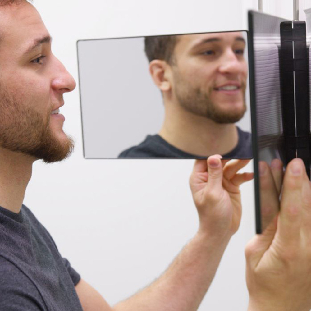 Other Health Beauty Items 3 Way Mirror for Self Hair Cutting 360° with LED Lights Trifold Haircut Rechargeable Height Adjustable 230114