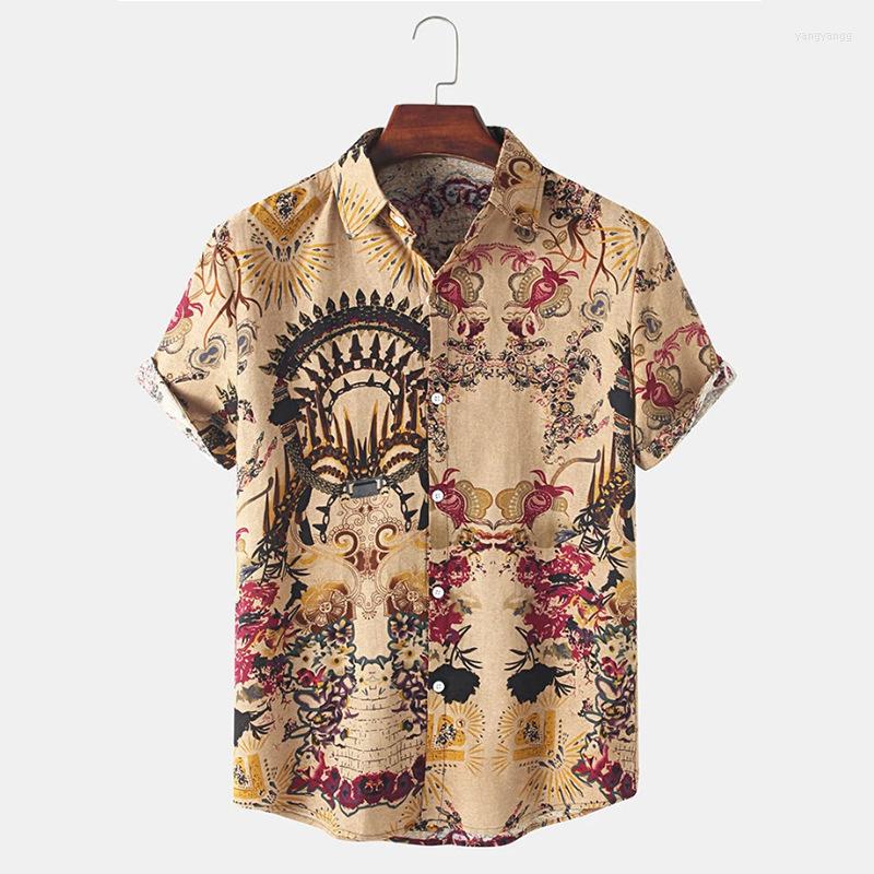 Men' Casual Shirts Men' Vintage T-Shirts Print Ethnic Short Sleeve Button Up Lapel Summer Mens Tee, Khaki
Men' Casual Shirts Men' Vintage T-Shirts Print Ethnic Short Sleeve Button Up Lapel Summer Mens Tee, Khaki