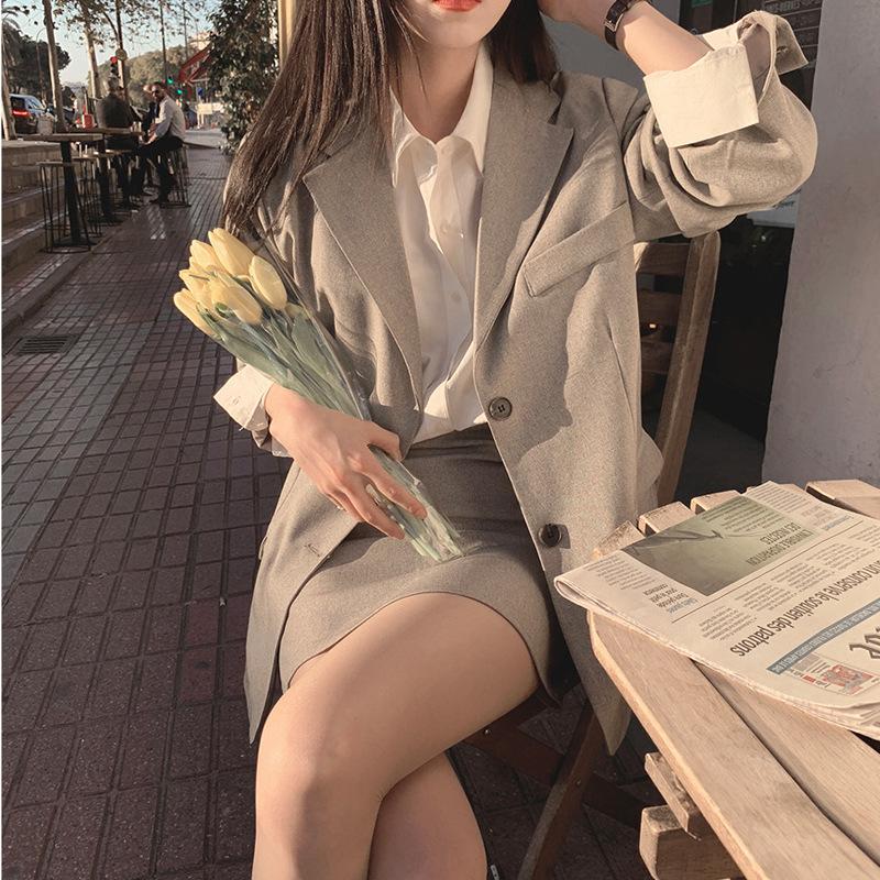 Two Piece Dress Office Lady Separately Women Costumes Sweet Solid Fall 2 Set Blazer And High Waist Skirt Jacket Suits SoldTwo