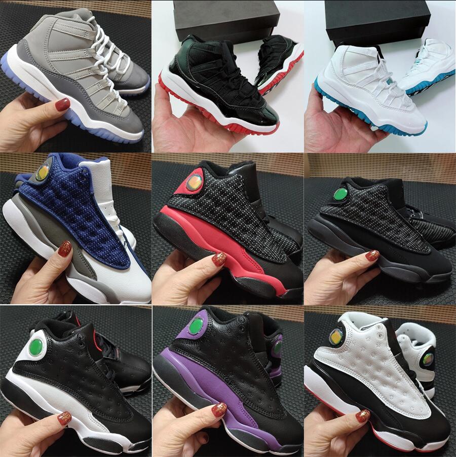 

2023 Infant 11s 13s Kids Basketball Shoes Boys Girls Jumpman 11 13 Bred Black Cat Flint Sports Snekeakers Designer Court Purple Toddlers Trainers Shoe Eur28-35, As photos