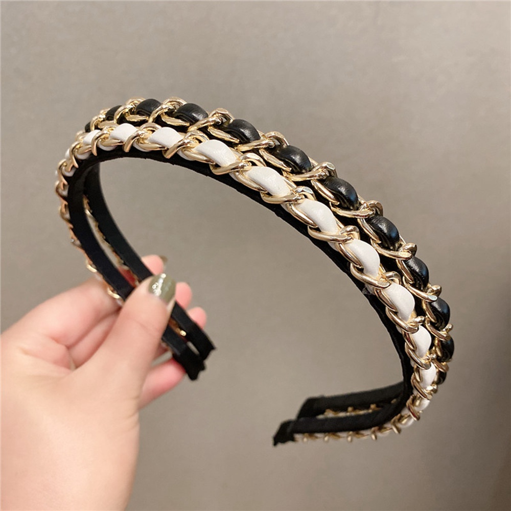 Fashion Women PU Metal Hair Bands Ribbon Headdress Headband Girls Hairband Hairs Hoop Female Hair Accessories Headwear 1389