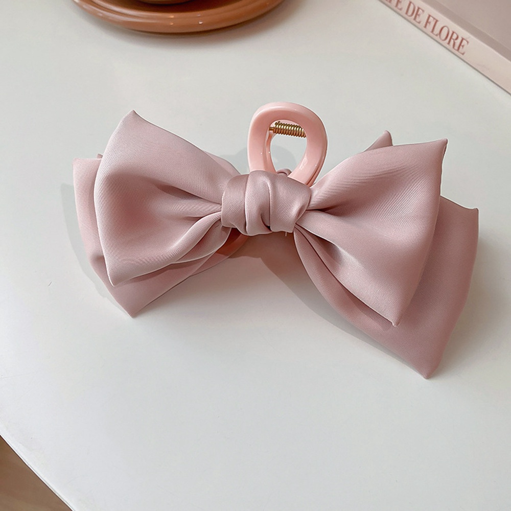Elegant Lady White Pink Ribbon Bowknot Hair Claws Big Velvet Bow Hairs Clips Vintage Hair Accessories Korean Women Hairpins 1398