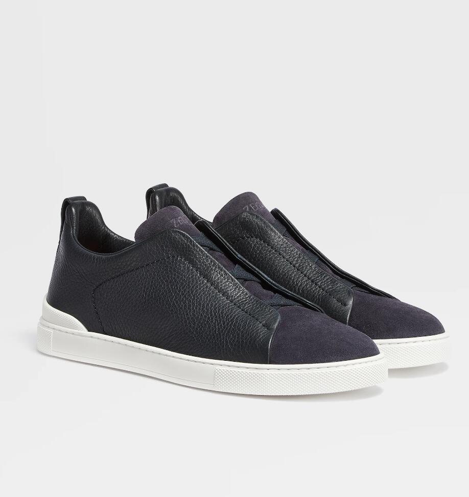 Popular Nice Zegn*s Men Crossed Leisure Flat Low-top Elasticized Straps Casual Flats Calf Leather & Suede Perfect Comfortable Skateboard Walking With Box