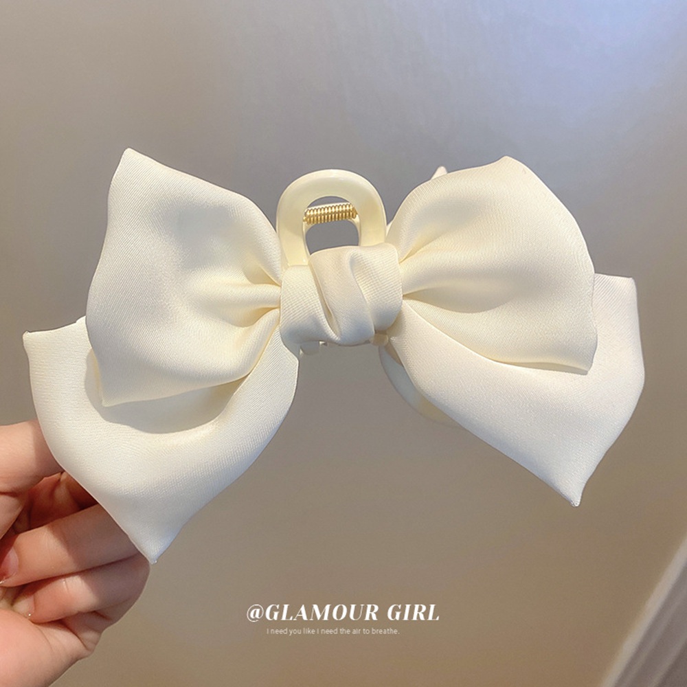 Elegant Lady White Pink Ribbon Bowknot Hair Claws Big Velvet Bow Hairs Clips Vintage Hair Accessories Korean Women Hairpins 1398
