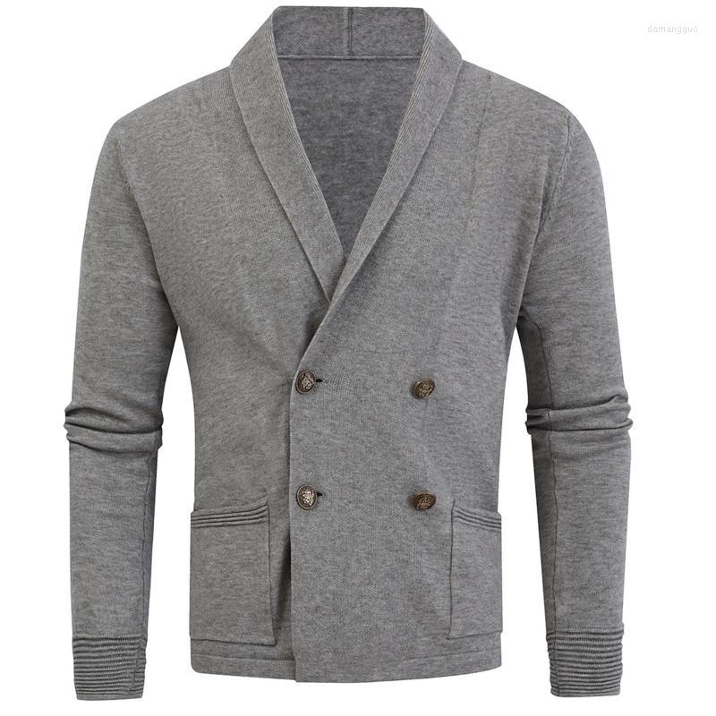 Men's Sweaters Men's Cardigan Button Sweater Men Double Breasted Business Style Coat Autumn Winter Thick Warm Knitted Clothing 2023, Gray 
Men's Sweaters Men's Cardigan Button Sweater Men Double Breasted Business Style Coat Autumn Winter Thick Warm Knitted Clothing 2023, Gray