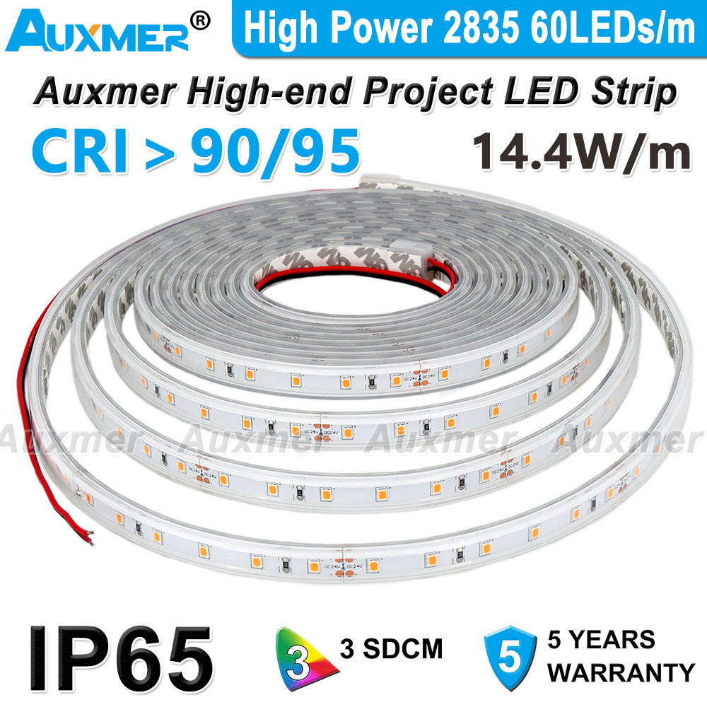 Auxmer High Power 2835 60LEDs/m LED Strip Lights CRI95 CRI90 DC12V/24V IP65 Waterproof 5m/Reel Red Green Blue Amber Yellow Pink
Auxmer High Power 2835 60LEDs/m LED Strip Lights CRI95 CRI90 DC12V/24V IP65 Waterproof 5m/Reel Red Green Blue Amber Yellow Pink