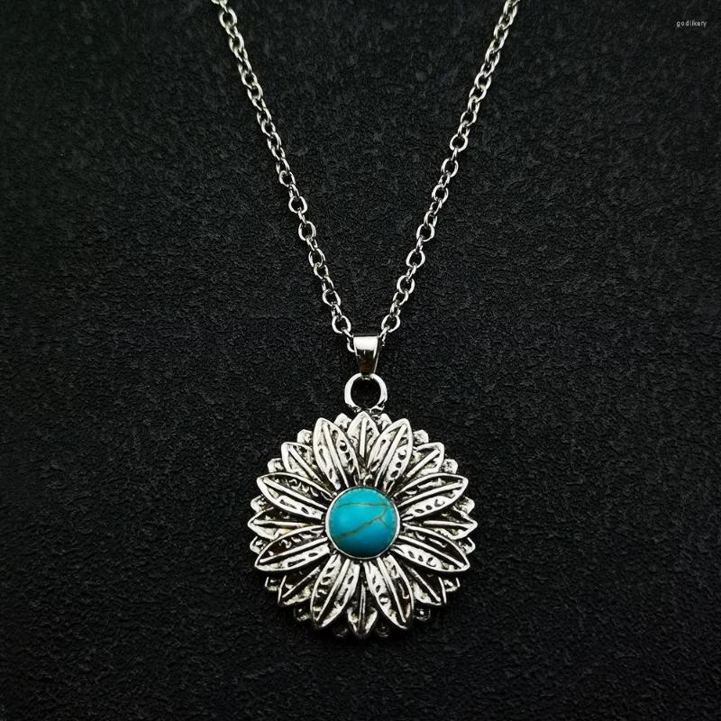 Pendant Necklaces European And American Blue Turquoise Sunflower Necklace Female Retro Bohemian Flower Jewelry
Pendant Necklaces European And American Blue Turquoise Sunflower Necklace Female Retro Bohemian Flower Jewelry