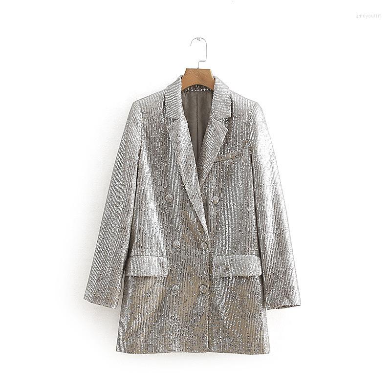 Women' Suits Spring 2023 Double Breasted Fashion Sequins Women Blazer Coat Casual Loose Female Coats, Silvery
Women' Suits Spring 2023 Double Breasted Fashion Sequins Women Blazer Coat Casual Loose Female Coats, Silvery