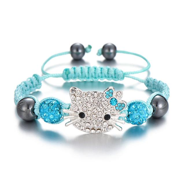 Charm Bracelets Lovely Kids Bracelet Cat Rhinestone Round Crystal Bead Multi-Color String Braiding DIY Children Jewelry
Charm Bracelets Lovely Kids Bracelet Cat Rhinestone Round Crystal Bead Multi-Color String Braiding DIY Children Jewelry