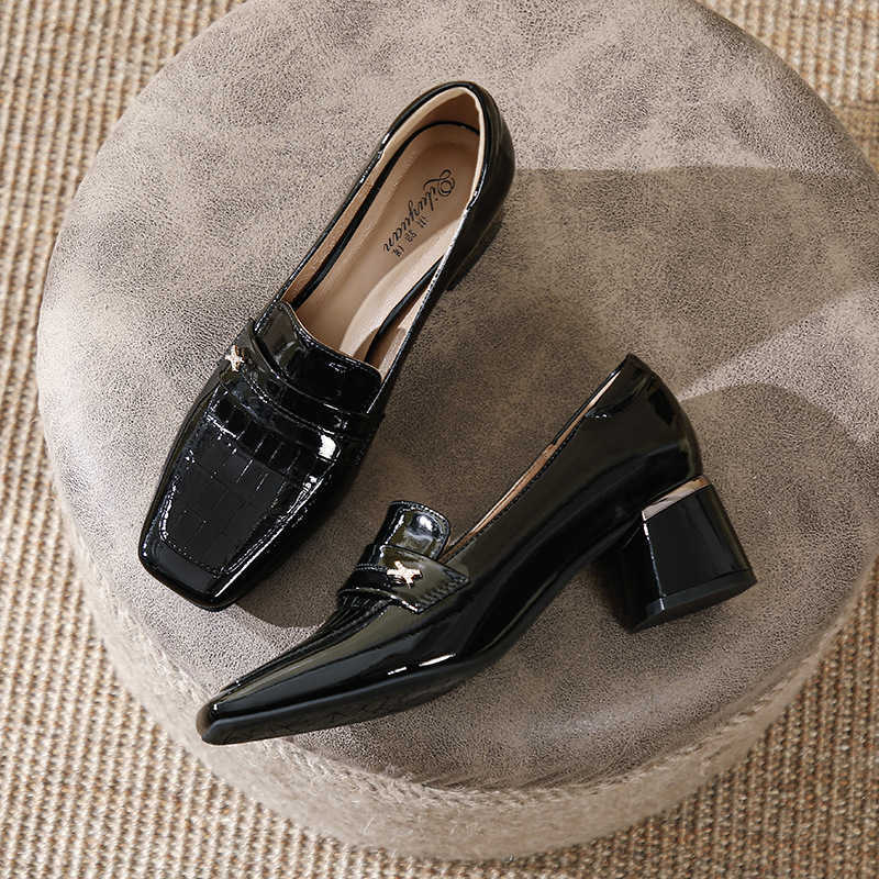 Dress Shoes 2023 spring new British small leather shoes women's patent leather thick wear solid color medium heel shoes, Black
Dress Shoes 2023 spring new British small leather shoes women's patent leather thick wear solid color medium heel shoes, Black