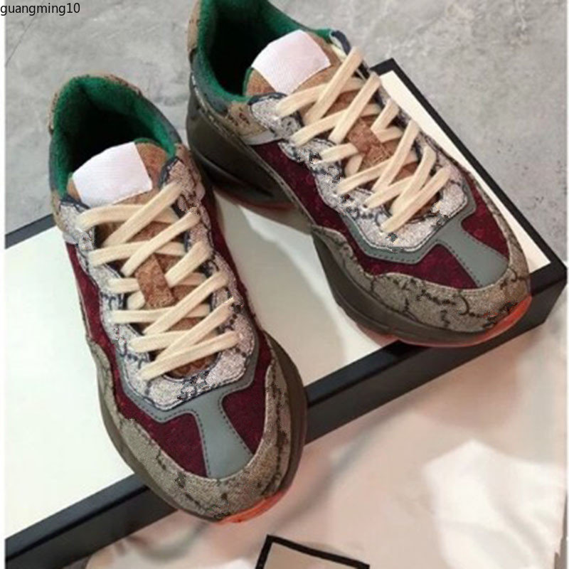 Designer shoes Rhyton Sneakers Beige Men Trainers Vintage Luxury Chaussures Ladies Shoe Designers Sneakersize 35-45 mkjkkl5145