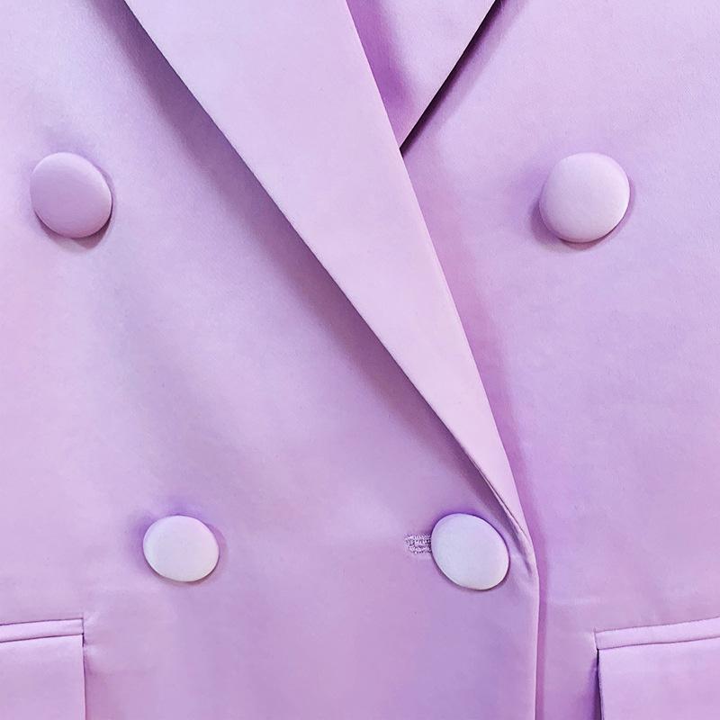 Two Piece Dress Lady Skirt Suits Satin Blazer Mini High Street Double Breasted Casual Spring Autumn Fashion Suit Light Color S4441Two