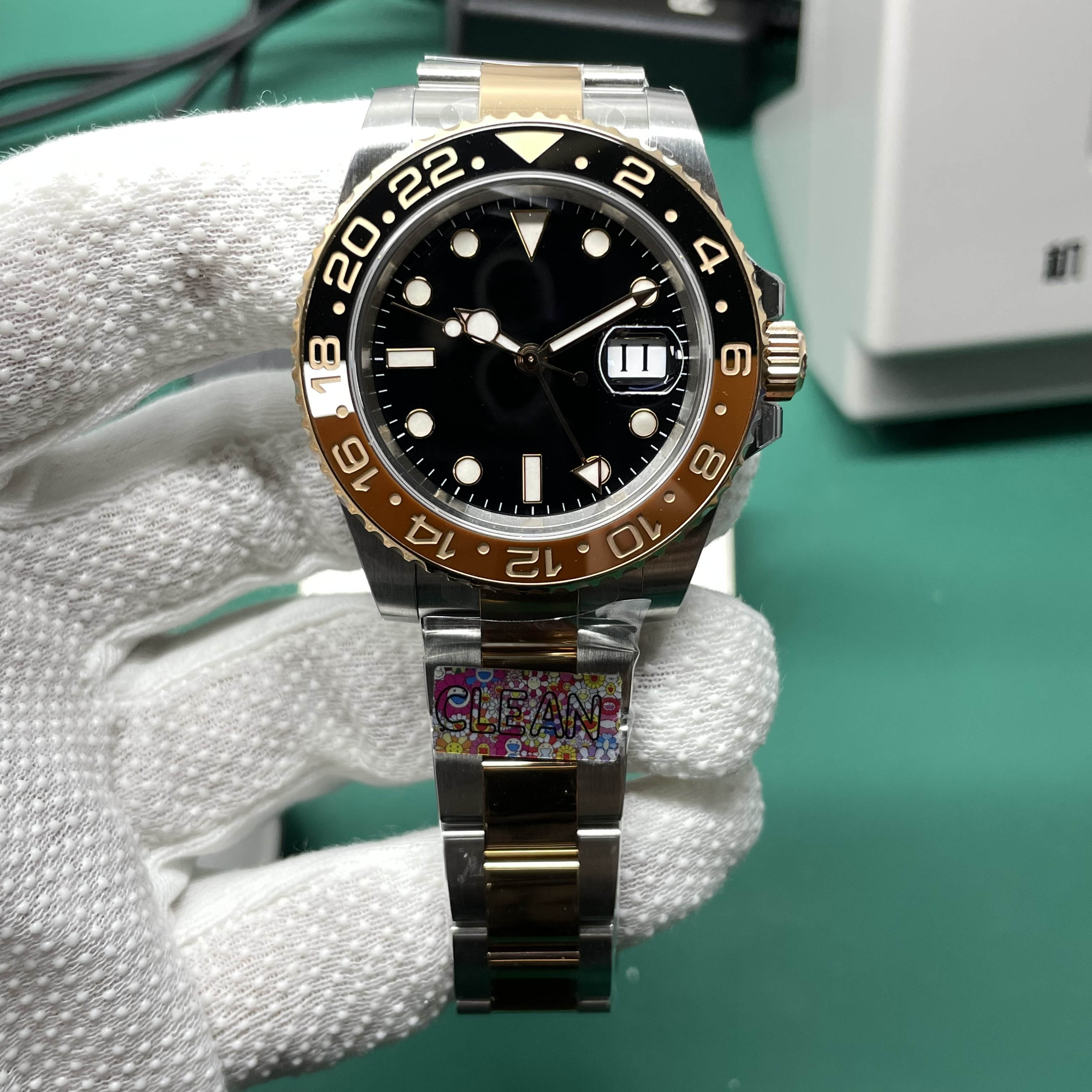 Luxury Watch Clean Factory beerOyster Bracelet Black&Brown Ceramic Bezel 904 Steel GMT Function VR3186 Automatic Movements 40mm
Luxury Watch Clean Factory beerOyster Bracelet Black&Brown Ceramic Bezel 904 Steel GMT Function VR3186 Automatic Movements 40mm