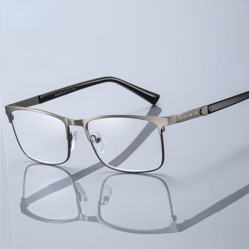 Sunglasses Anti Blue Light Blocking Reading Glasses Men Women Business Metal Frame Resin Prescription Lenses Eyewear 1.0-4.0