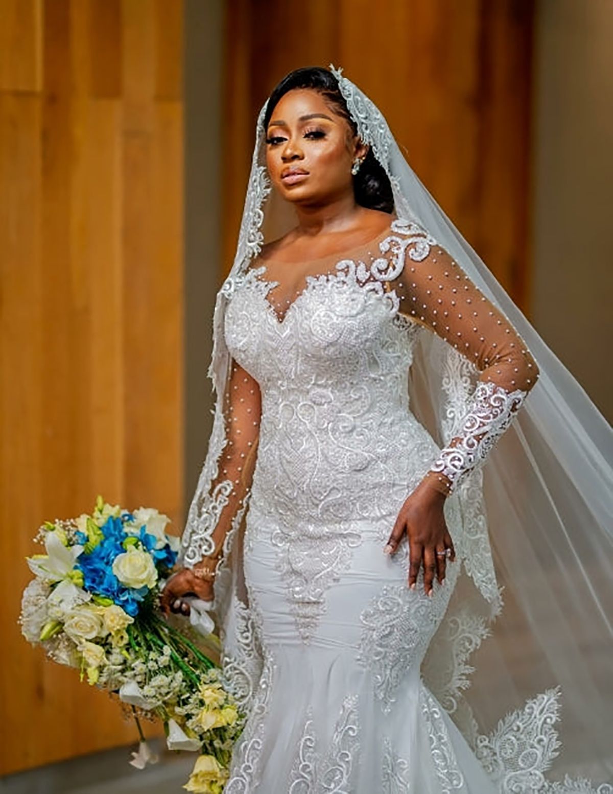 Plus Size Mermaid Wedding Dress Sheer Neck 3D Lace Appliques Pearls Wedding Gowns Custom Made Sexy Illusion Bridal Dresses