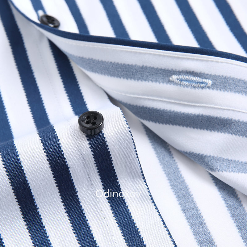Mens Casual Shirts Mens Smooth Noniron Stretch Soft Casual Striped Shirts Without Pocket Long Sleeve Standard Fit Youthful Button Down Shirt 230114
